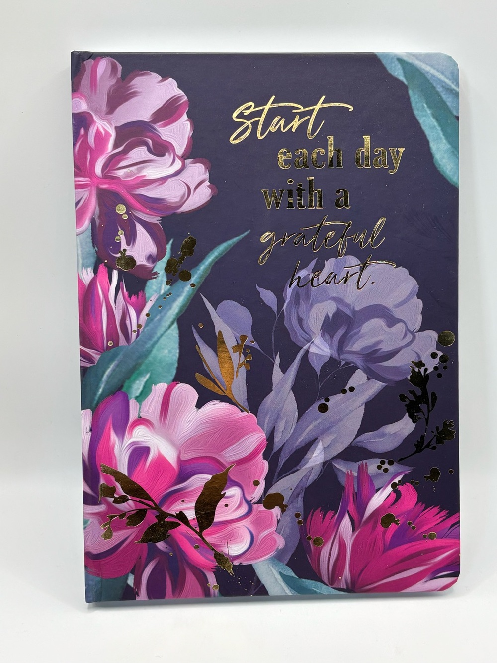 Grateful Heart Floral Hardcover Notebook - Purple & Pink